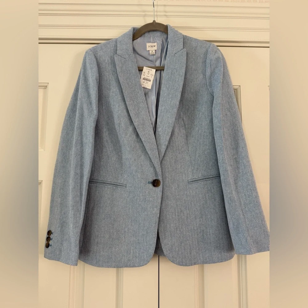 🔥NWT J. Crew Blue Herringbone Blazer - Picture 5 of 12